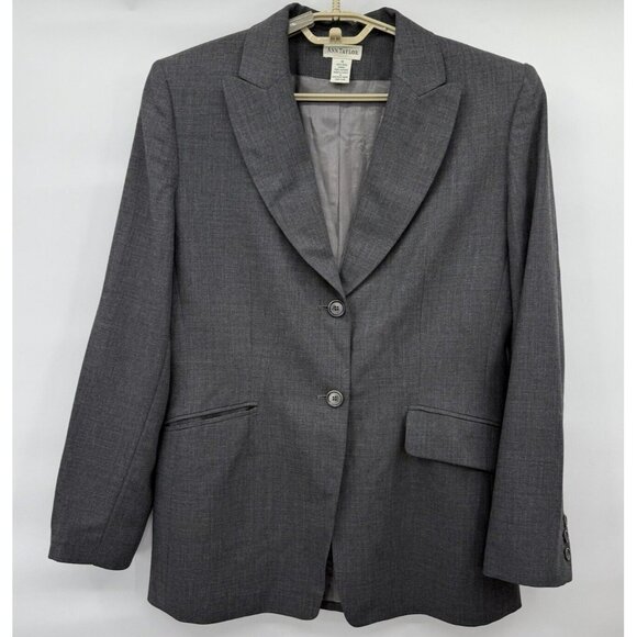 Ann Taylor Women's 2-Button Blazer Jacket Suit Wool Gray Size 12‎ - Picture 1 of 6